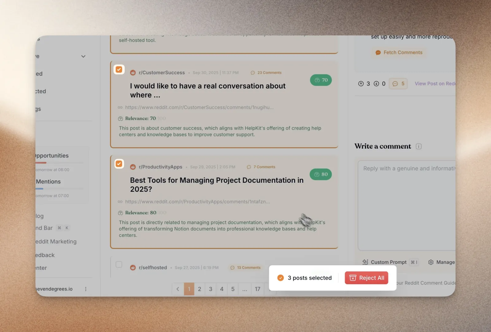 Select Multiple Posts in Bulk and Reject Them