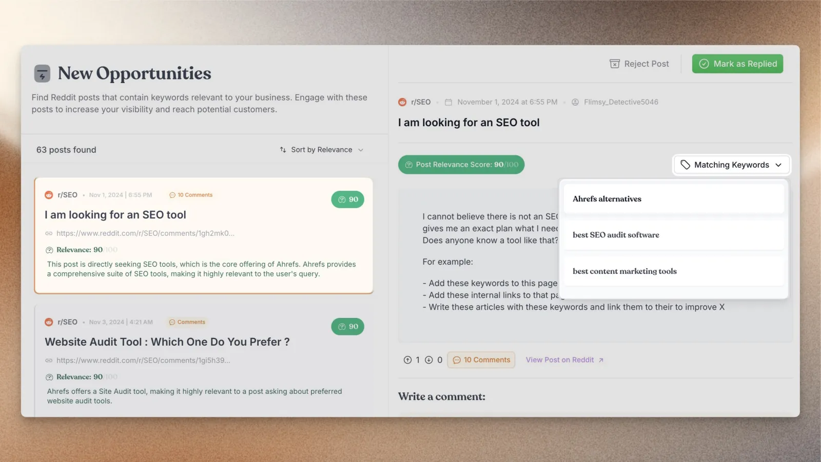 Track Custom Keywords, Weekly Opportunities & Daily Mention Trackings